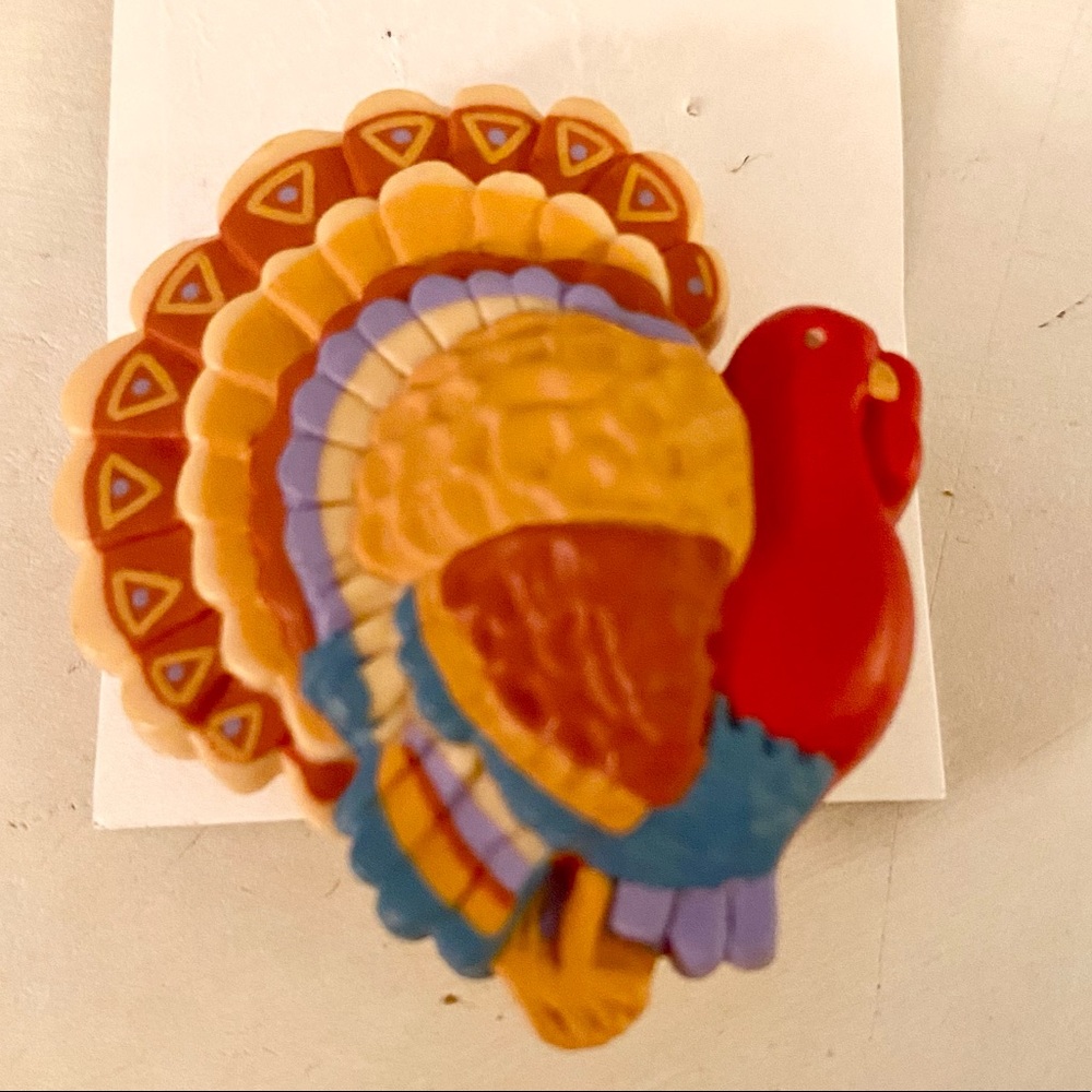 Thanksgiving Turkey clay fall brooch pin
